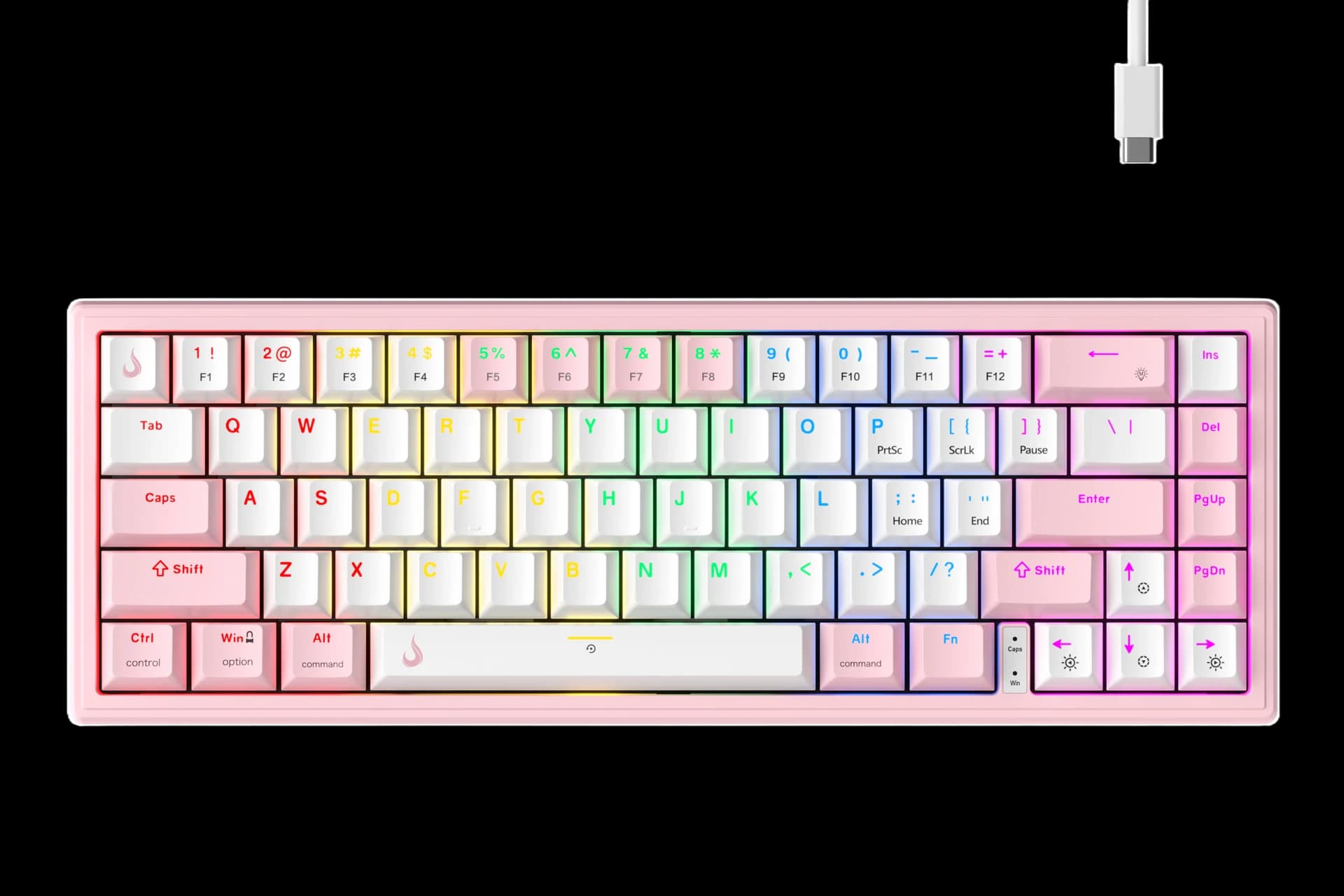TECLADO MECÂNICO GM1 PRO ARGB SWITCH RED BRANCO E ROSA
