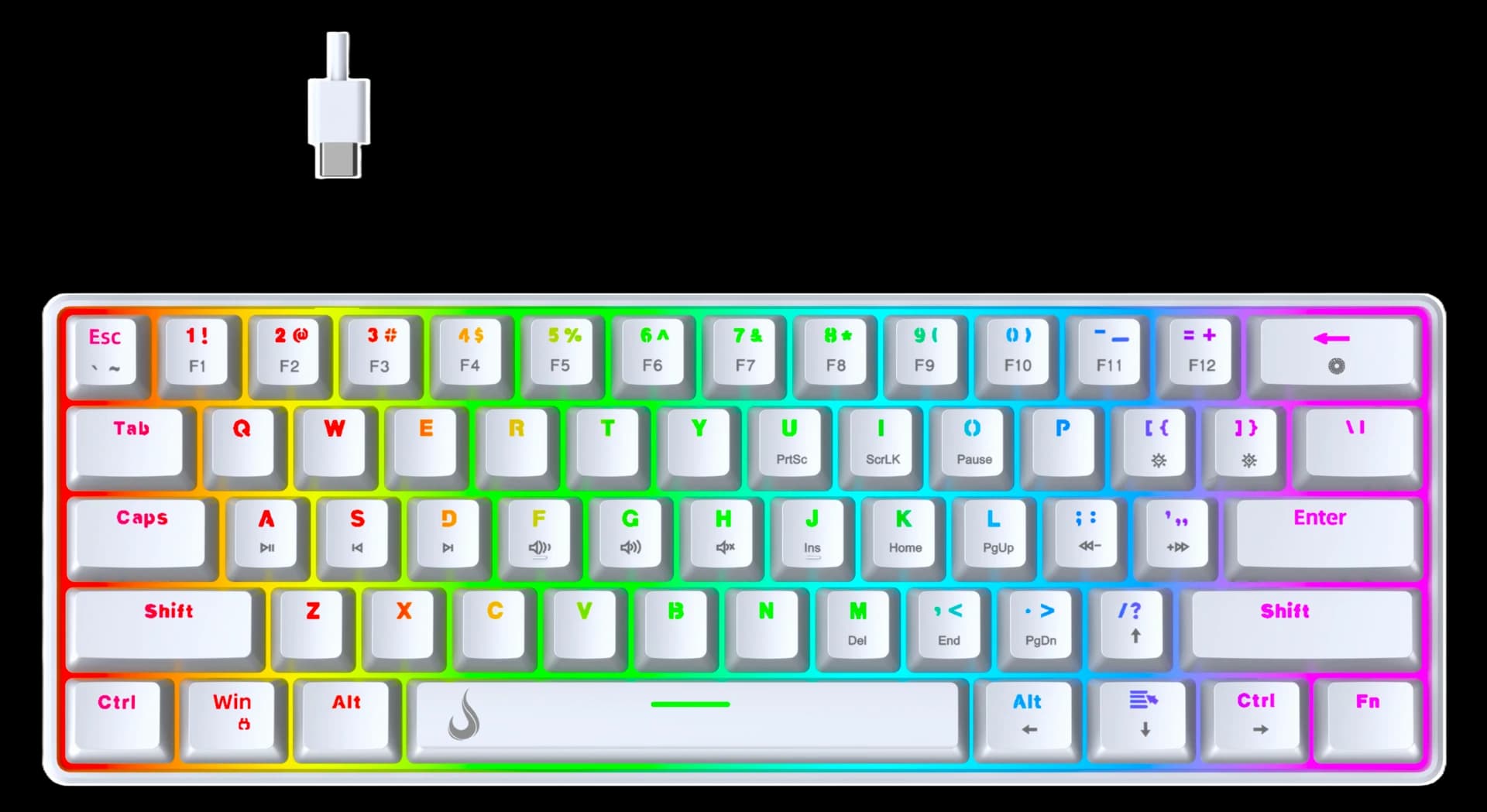 TECLADO MECÂNICO GM1 WHITE RGB SWITCH BROWN